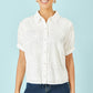 Yumi White Cotton Flower Applique Shirt