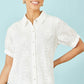 Yumi White Cotton Flower Applique Shirt