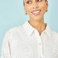 Yumi White Cotton Flower Applique Shirt