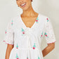 Yumi White Cotton Broderie Anglaise Embroidered Tie Top
