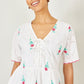Yumi White Cotton Broderie Anglaise Embroidered Tie Top