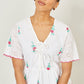 Yumi White Cotton Broderie Anglaise Embroidered Tie Top