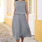 Yumi Black Gingham Cotton Midi Skirt