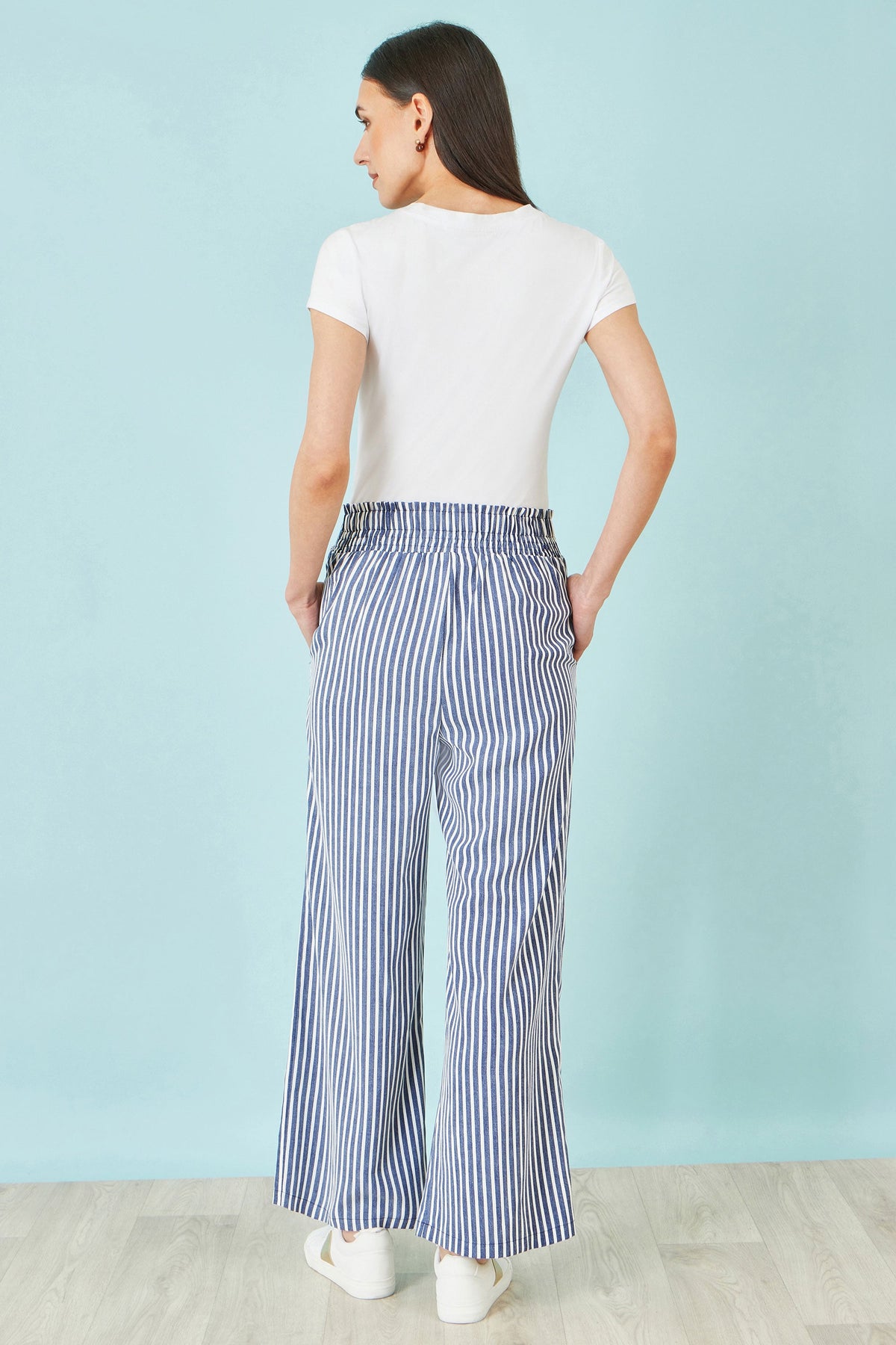 Yumi Blue Stripe Relaxed Trousers