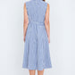 Yumi Navy Stripe Midi Sleeveless Shirt Dress