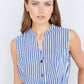 Yumi Navy Stripe Midi Sleeveless Shirt Dress