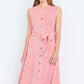 Yumi Red Stripe Midi Sleeveless Shirt Dress