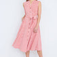 Yumi Red Stripe Midi Sleeveless Shirt Dress