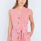 Yumi Red Stripe Midi Sleeveless Shirt Dress