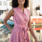 Yumi Red Broderie Anglaise Embroidered Sleeveless Shirt Dress