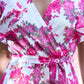 Yumi Ivory Floral Wrap Dress With Dipped Hem