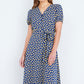 Yumi Navy Floral Midi Shirt Dress