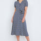 Yumi Navy Floral Midi Shirt Dress