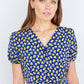 Yumi Navy Floral Midi Shirt Dress