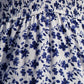 Yumi Blue Floral Ruched Waist Midi Dress With Angel Sleeves