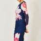Yumi Navy Floral Placement Floral Long Sleeve Mesh Maxi Dress