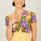Yumi Butter Yellow Floral Mirror Print Viscose Midi Dress