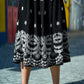 Yumi Black Embroidered Midi Skirt