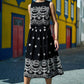 Yumi Black Embroidered Midi Skirt