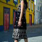 Yumi Black Embroidered Midi Skirt
