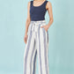 Yumi White Linen Mix Cropped Trousers With Tie Belt