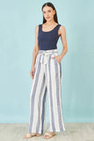 Yumi White Linen Mix Cropped Trousers With Tie Belt