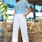 Yumi White Wide Leg Trousers