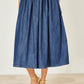 Yumi Blue Denim Chambray Gathered Midi Skirt