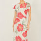 Yumi Ivory Poppy Print Midi Mesh Dress