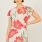 Yumi Ivory Poppy Print Midi Mesh Dress