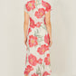 Yumi Ivory Poppy Print Midi Mesh Dress