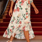 Yumi Ivory Floral Print Wrap Midi Dress With Dipped Hem