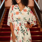 Yumi Ivory Floral Print Wrap Midi Dress With Dipped Hem