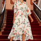 Yumi Ivory Floral Print Wrap Midi Dress With Dipped Hem