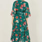 Yumi Green Floral Kimono Wrap Dress With Dip Hem