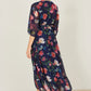 Yumi Navy Floral Kimono Wrap Dress With Dip Hem