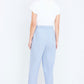 Yumi Blue Cotton Stripe Cropped Trousers