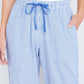 Yumi Blue Cotton Stripe Cropped Trousers
