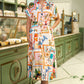 Yumi Ivory Tropical Postcard Print Relaxed Midi Shirt Dress