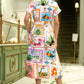 Yumi Ivory Tropical Postcard Print Relaxed Midi Shirt Dress