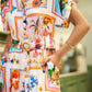 Yumi Ivory Tropical Postcard Print Relaxed Midi Shirt Dress