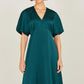 Yumi Green Satin Midi Kimono Dress