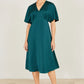 Yumi Green Satin Midi Kimono Dress