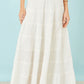 Yumi White Double Cotton Tiered Boho Maxi Skirt