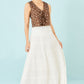 Yumi White Double Cotton Tiered Boho Maxi Skirt