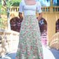 Yumi White Boho Print Cotton Floral Maxi Skirt