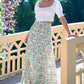 Yumi White Boho Print Cotton Floral Maxi Skirt