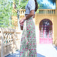 Yumi White Boho Print Cotton Floral Maxi Skirt