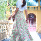 Yumi White Boho Print Cotton Floral Maxi Skirt