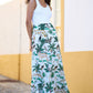 Yumi White Animal Print Cotton Tiered Maxi Skirt
